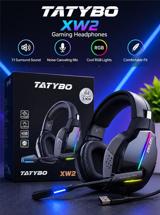 RGB Gaming Headphones with Mic, Wired Over-Ear Headset for PC, PS4 & Xbox