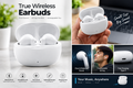 White Wireless Bluetooth Earbuds with Charging Case – Portable True Wireless Earphones